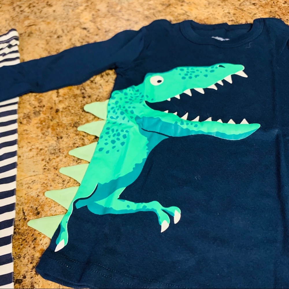 Boys Striped Dinosaur Pajama Set - Picture 5 of 7